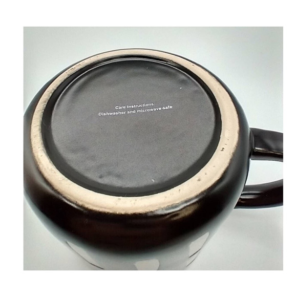 VTG MCM Cream Speckled Stoneware Mug Black Striped Glaze 14oz C Handle - Picture 5 of 8